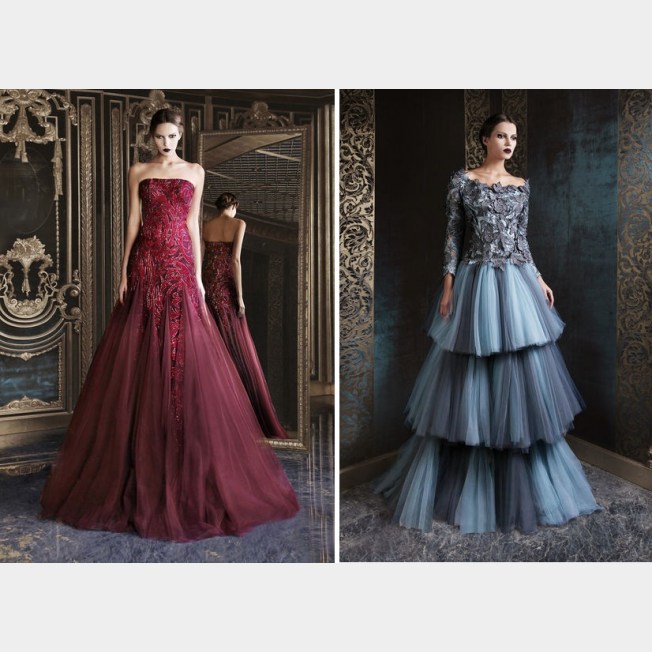 أجمل موديلات الفساتين المنفوشة من تصميم اللبناني رامي قاضي